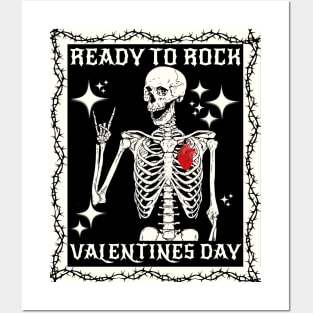 Kids Ready To Rock Valentines Day Valentines Day Funny Skeleton Posters and Art